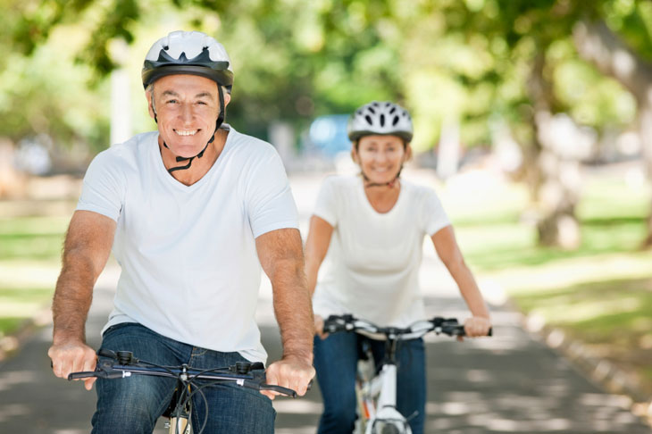 Senior Couple Riding Bikes